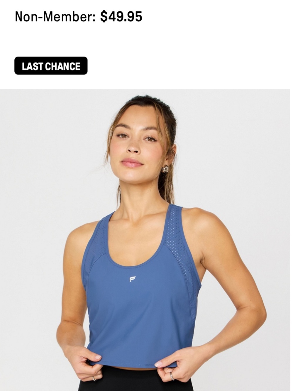 Fabletics Dusty Blue Cross-Back Athletic Tank